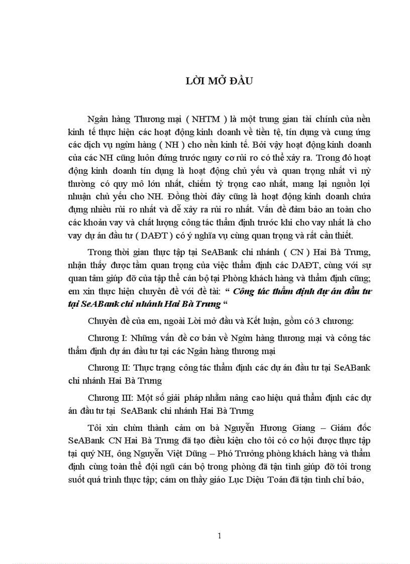 image for page Công tác thẩm định dự án đầu tư tại SeABank chi nhánh Hai Bà Trưng