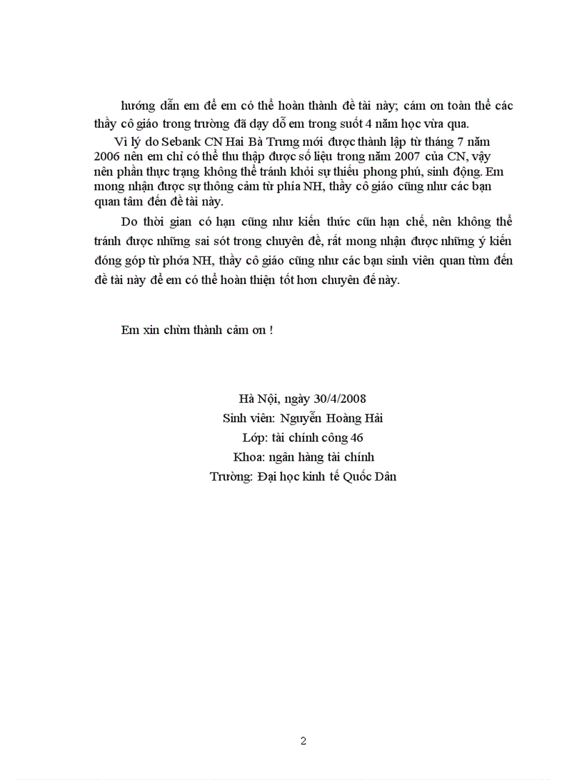 image for page Công tác thẩm định dự án đầu tư tại SeABank chi nhánh Hai Bà Trưng