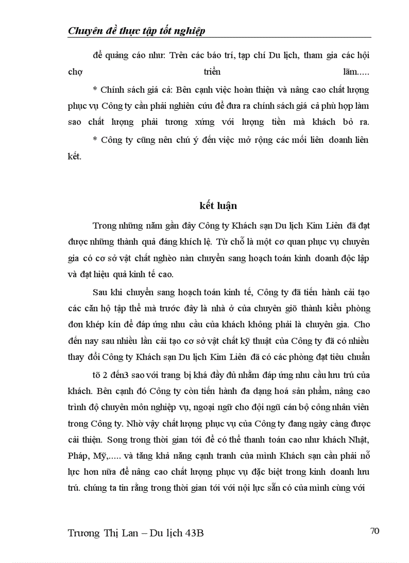 image for page Các giải pháp nhằm nâng cao chất lượng phục vụ trong kinh doanh lưu trú tại Công ty Khách sạn Du lịch Kim Liên
