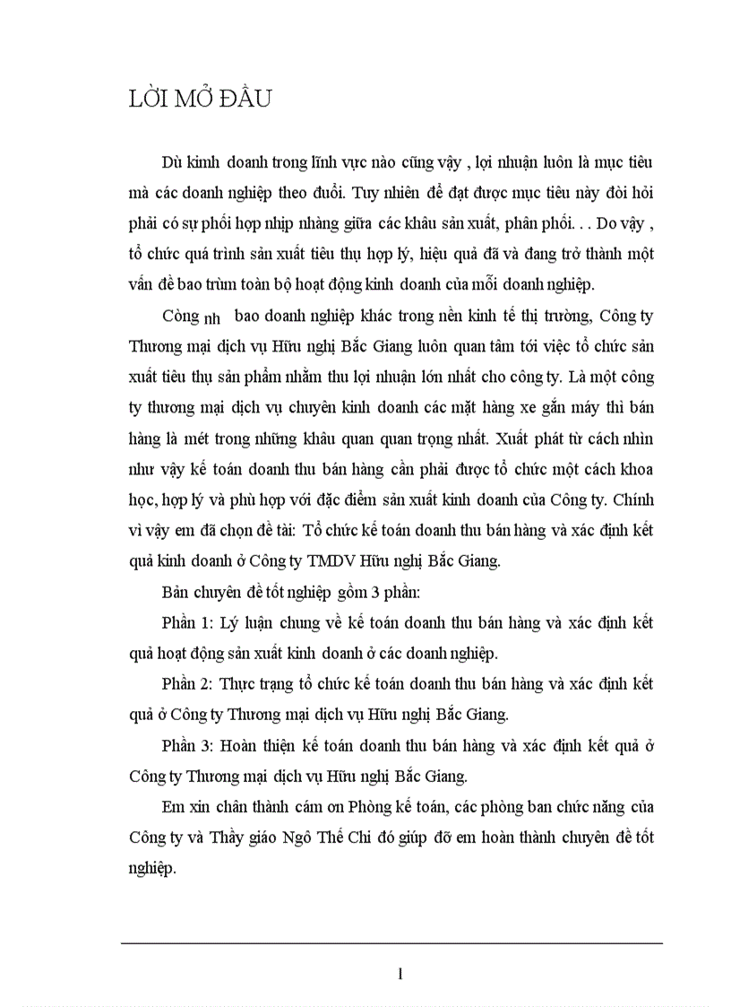 image for page Tổ chức kế toán doanh thu bán hàng và xác định kết quả kinh doanh ở Công ty Thương mại dịch vụ Hữu nghị Bắc giang