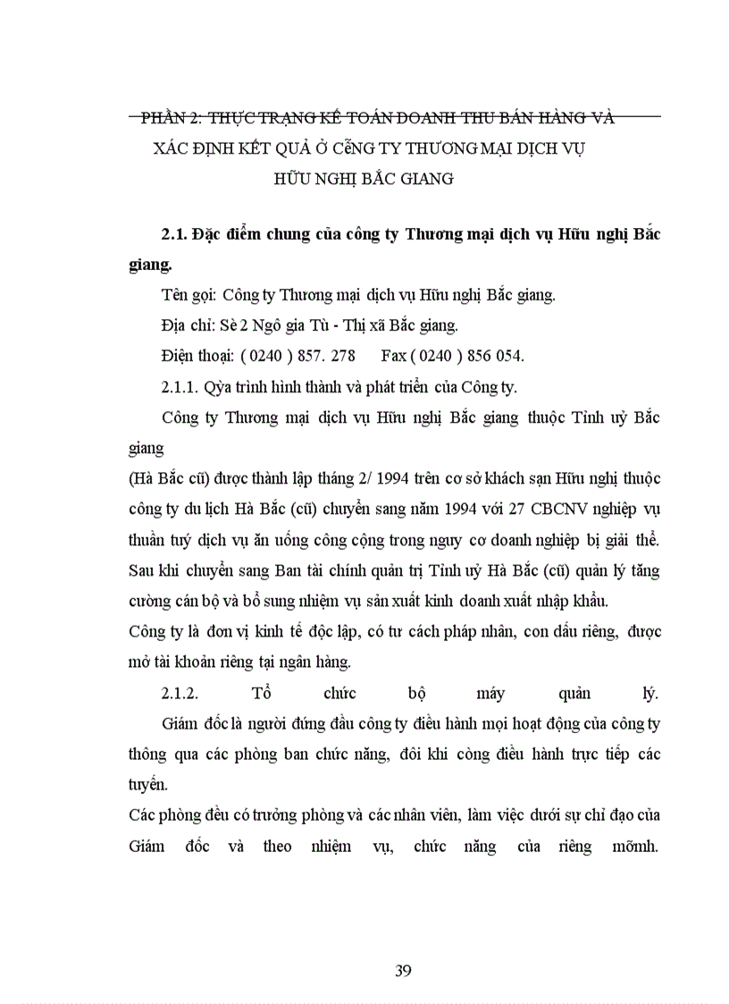 image for page Tổ chức kế toán doanh thu bán hàng và xác định kết quả kinh doanh ở Công ty Thương mại dịch vụ Hữu nghị Bắc giang