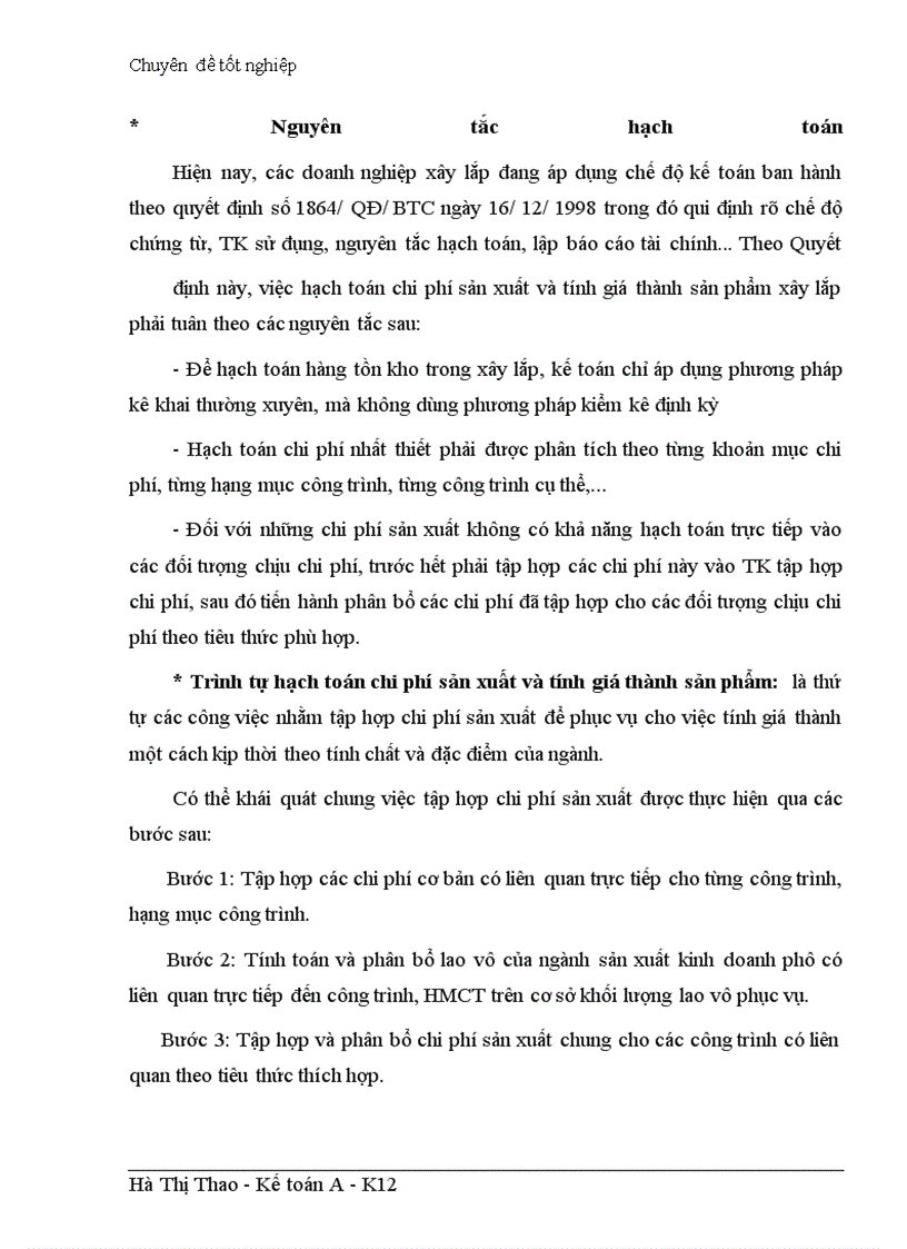 image for page Hoàn thiện hạch toán chi phí sản xuất và tính giá thành sản phẩm xây lắp tại công ty TNHH Thông Hiệp