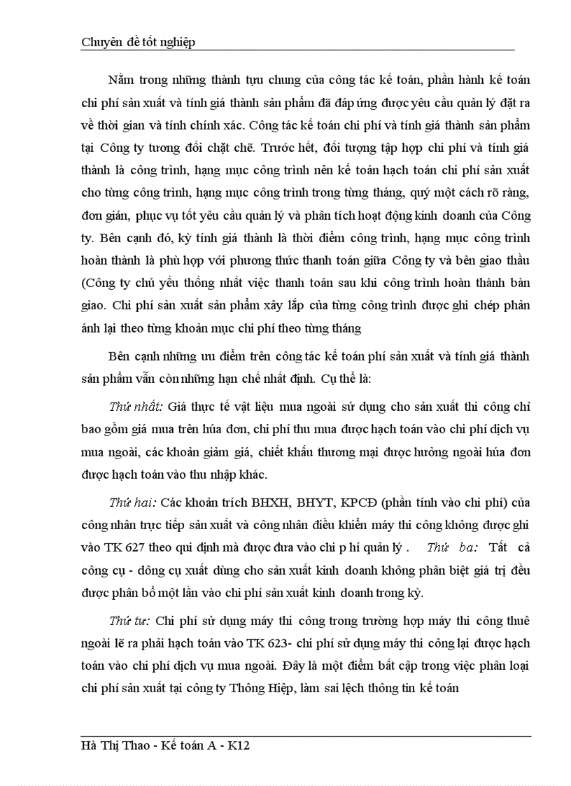 image for page Hoàn thiện hạch toán chi phí sản xuất và tính giá thành sản phẩm xây lắp tại công ty TNHH Thông Hiệp