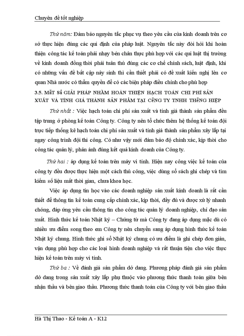 image for page Hoàn thiện hạch toán chi phí sản xuất và tính giá thành sản phẩm xây lắp tại công ty TNHH Thông Hiệp