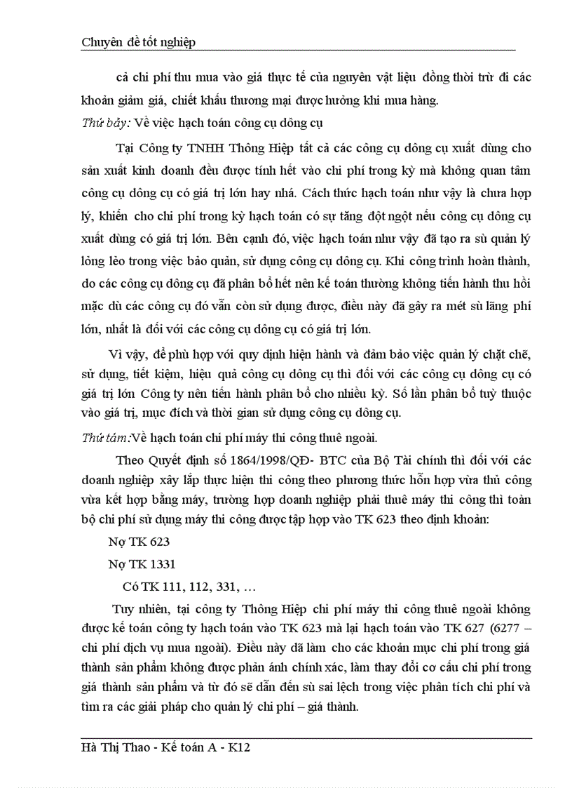image for page Hoàn thiện hạch toán chi phí sản xuất và tính giá thành sản phẩm xây lắp tại công ty TNHH Thông Hiệp