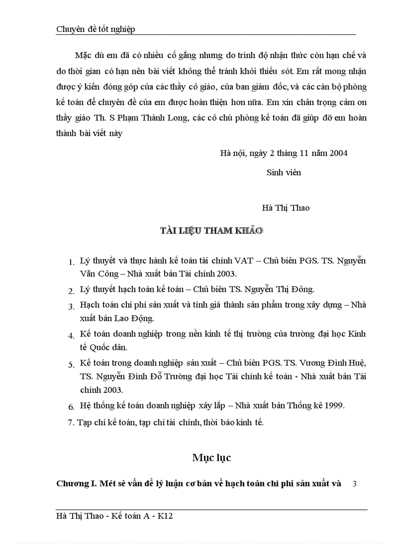 image for page Hoàn thiện hạch toán chi phí sản xuất và tính giá thành sản phẩm xây lắp tại công ty TNHH Thông Hiệp