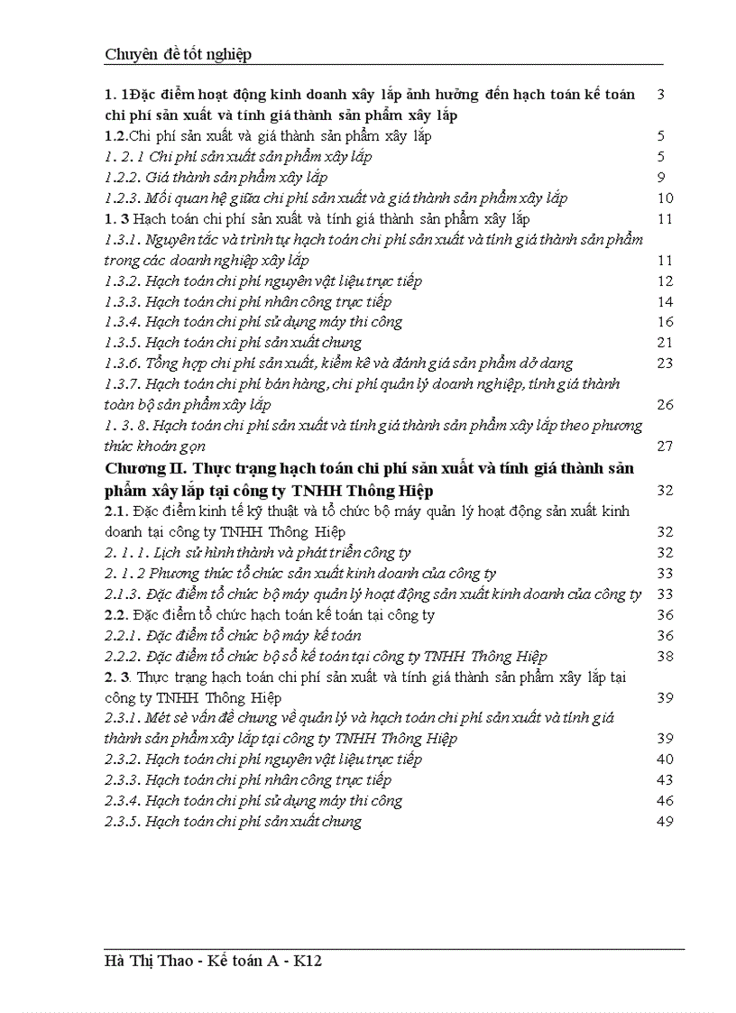 image for page Hoàn thiện hạch toán chi phí sản xuất và tính giá thành sản phẩm xây lắp tại công ty TNHH Thông Hiệp
