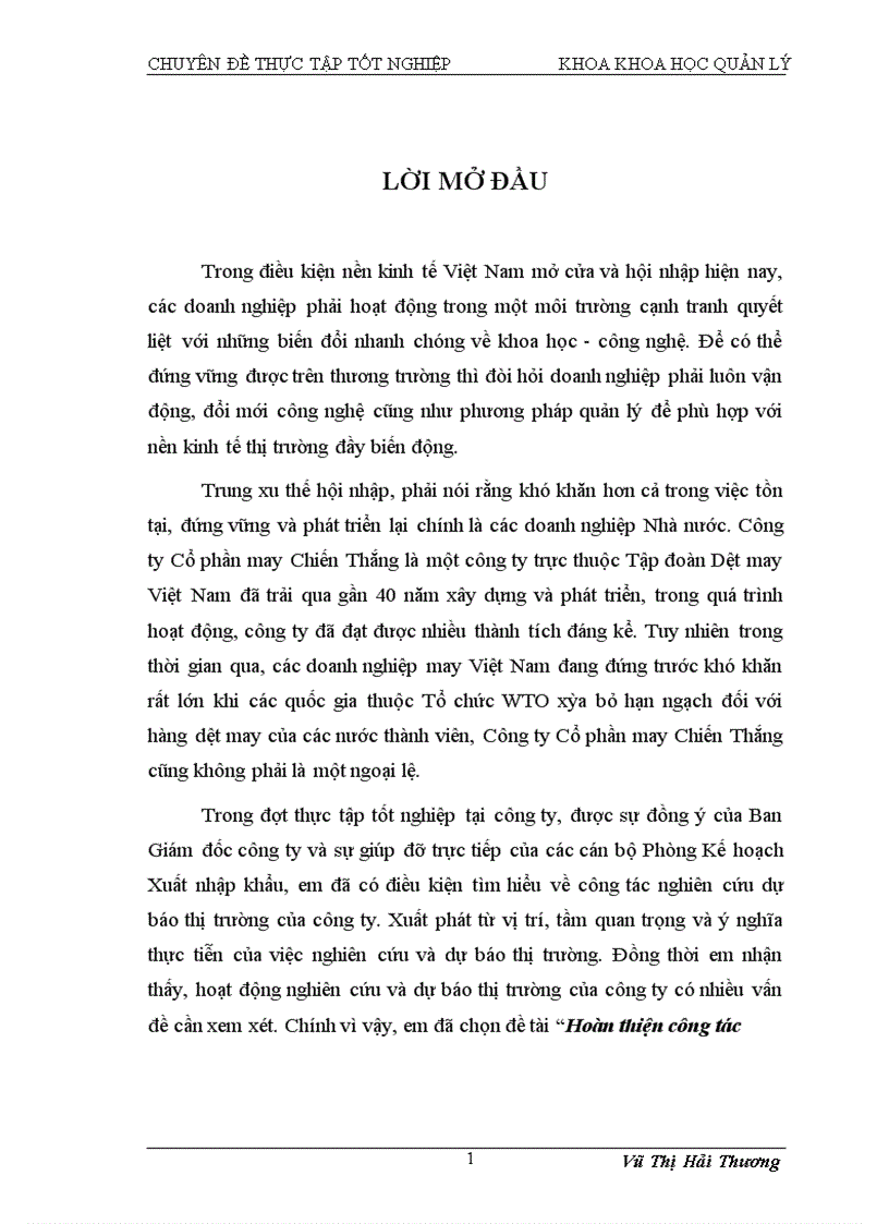 image for page Hoàn thiện công tác nghiên cứu và dự báo thị trường tại Công ty Cổ phần may Chiến Thắng