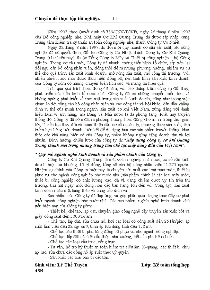 image for page Hoàn thiện hạch toán thành phẩm, tiêu thụ thành phẩm và xác định kết quả kinh doanh tại Công ty Cơ Khí Quang Trung