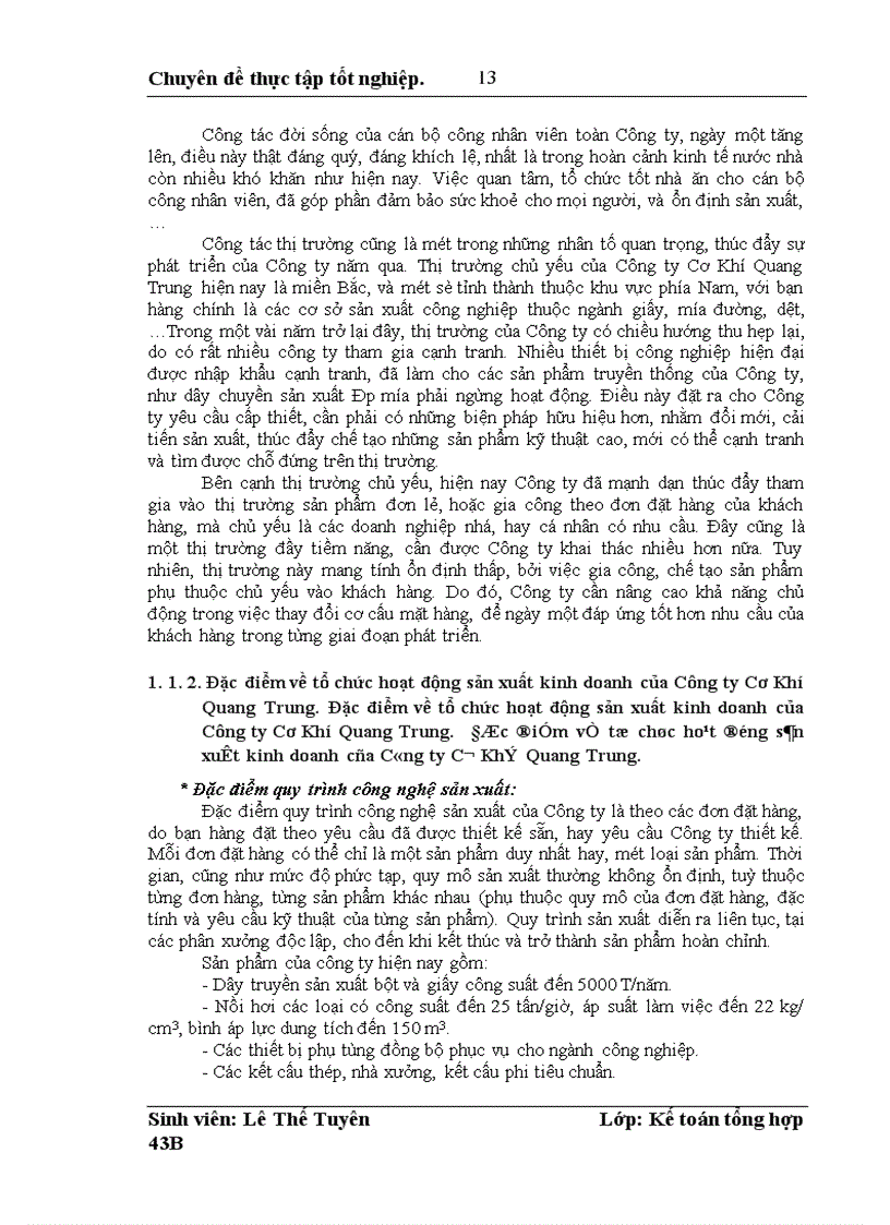 image for page Hoàn thiện hạch toán thành phẩm, tiêu thụ thành phẩm và xác định kết quả kinh doanh tại Công ty Cơ Khí Quang Trung