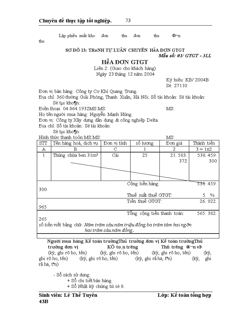 image for page Hoàn thiện hạch toán thành phẩm, tiêu thụ thành phẩm và xác định kết quả kinh doanh tại Công ty Cơ Khí Quang Trung
