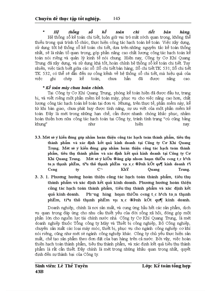 image for page Hoàn thiện hạch toán thành phẩm, tiêu thụ thành phẩm và xác định kết quả kinh doanh tại Công ty Cơ Khí Quang Trung