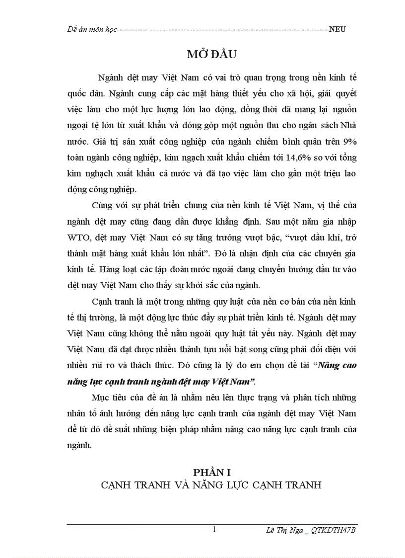 image for page Nâng cao năng lực cạnh tranh ngành dệt may Việt Nam