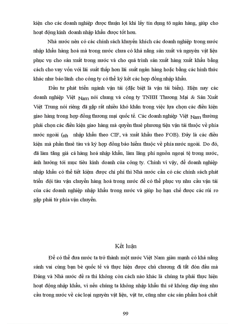 image for page Hoạt động nhập khẩu của Công ty TNHH Thương Mại & Sản Xuất Việt Trung, thực trạng và giải pháp