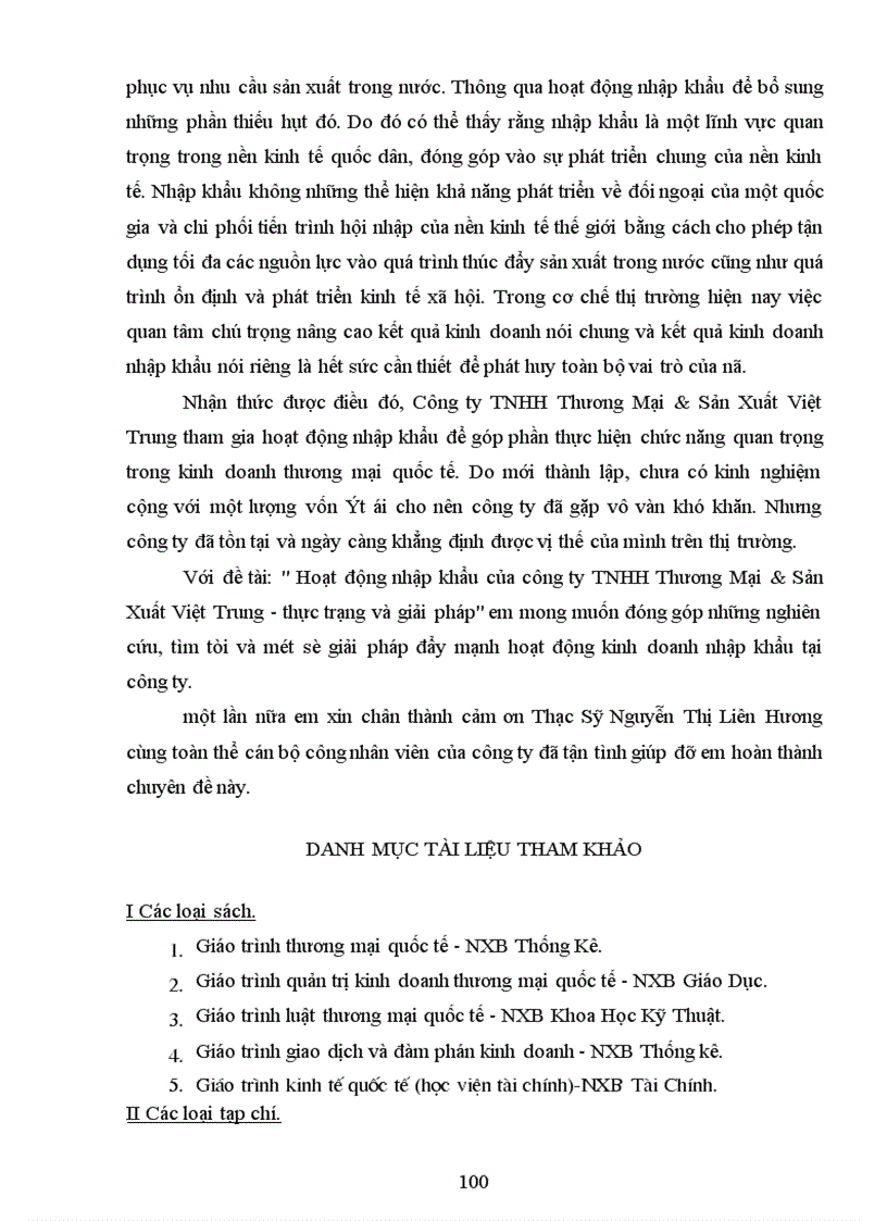 image for page Hoạt động nhập khẩu của Công ty TNHH Thương Mại & Sản Xuất Việt Trung, thực trạng và giải pháp