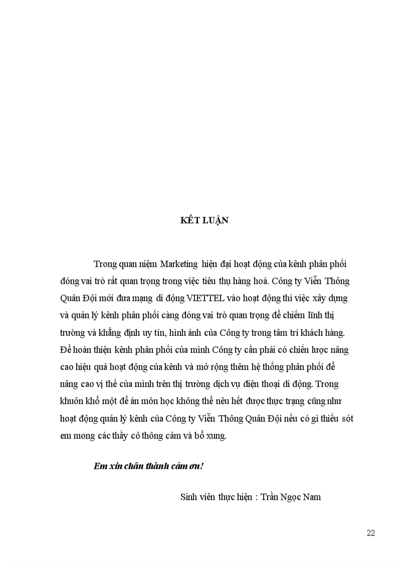 image for page Thực trạng quản lý kênh phân phối của Mạng di động VIETTEL mobile thông qua đại lý uỷ quyền cấp I