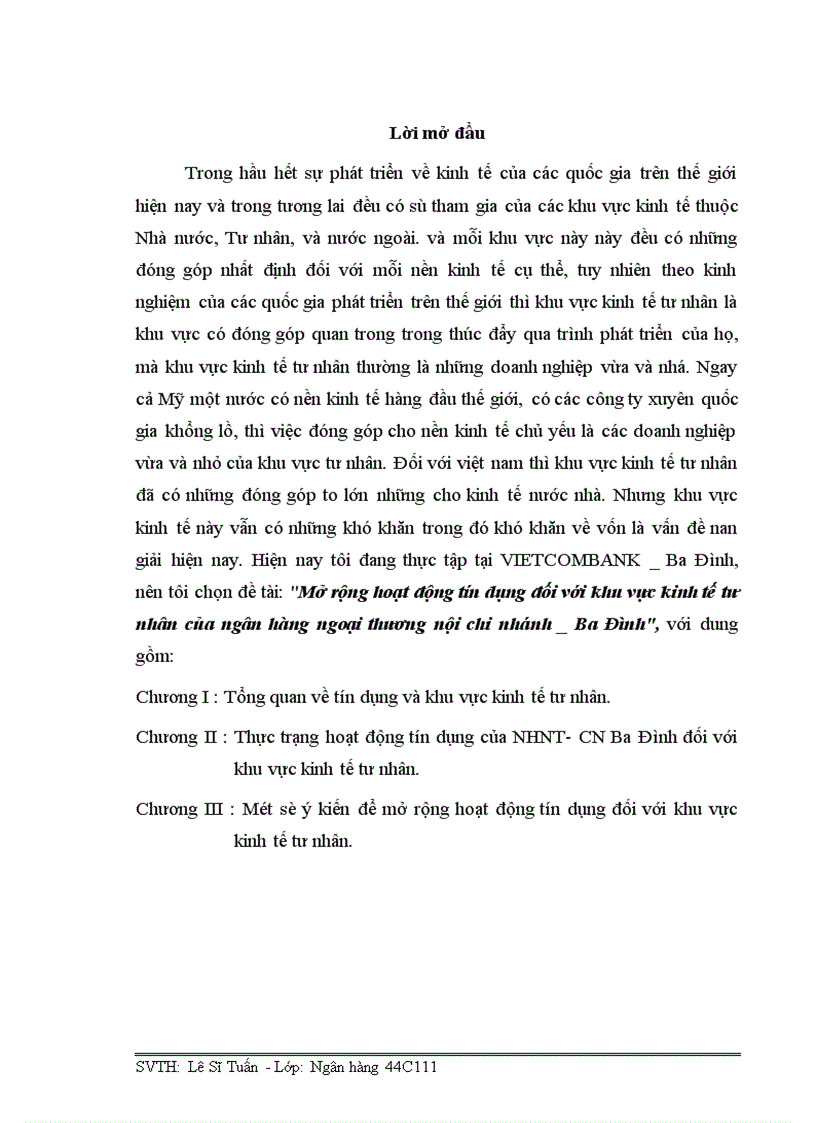 image for page Mở rộng hoạt động tín dụng đối với khu vực kinh tế tư nhân của ngân hàng ngoại thương nội chi nhánh _ Ba Đình