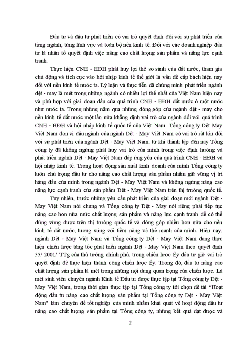 image for page Hoạt động đầu tư nâng cao chất lượng sản phẩm tại Tổng công ty Dệt-May Việt Nam