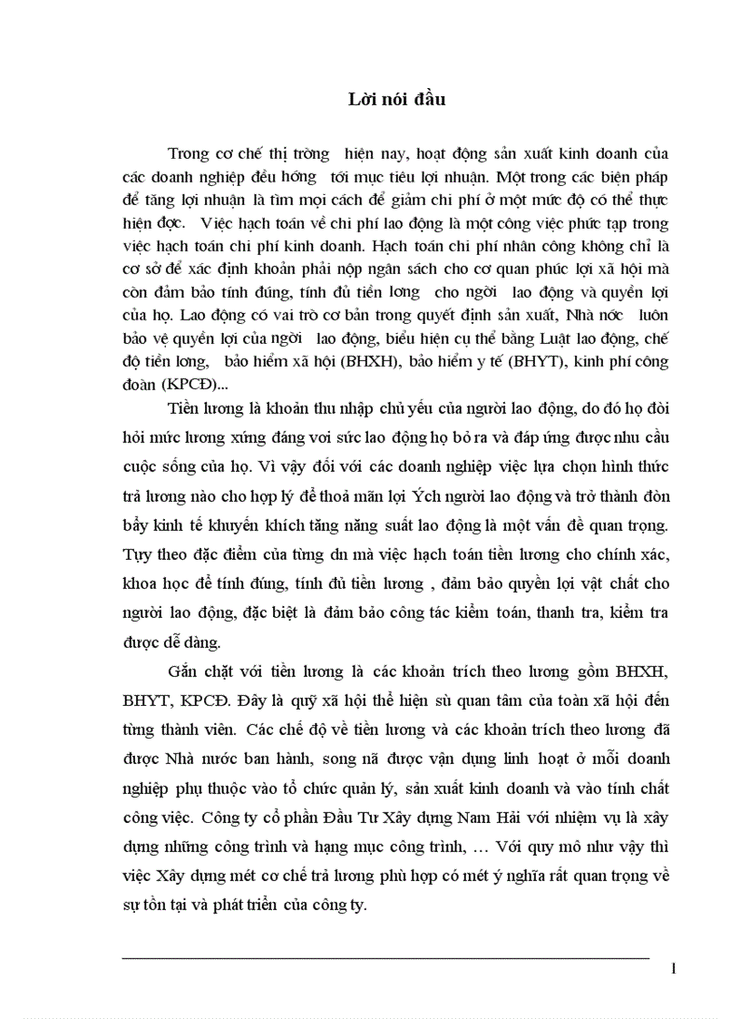 image for page Kế toán tiền lương và các khoản trích theo lương tại công ty cổ phần ĐTXD Nam Hải