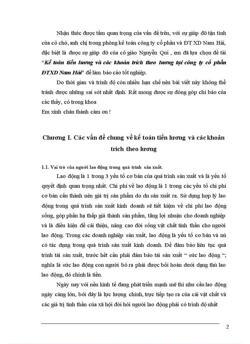 image for page Kế toán tiền lương và các khoản trích theo lương tại công ty cổ phần ĐTXD Nam Hải