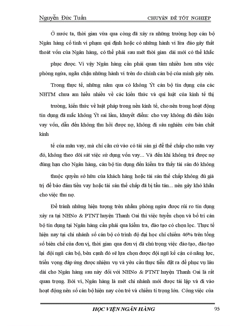 image for page Một số giải pháp phòng ngừa và hạn chế rủi ro tín dụng tại NHNo&PTNT huyện Thanh Oai, tỉnh Hà Tây