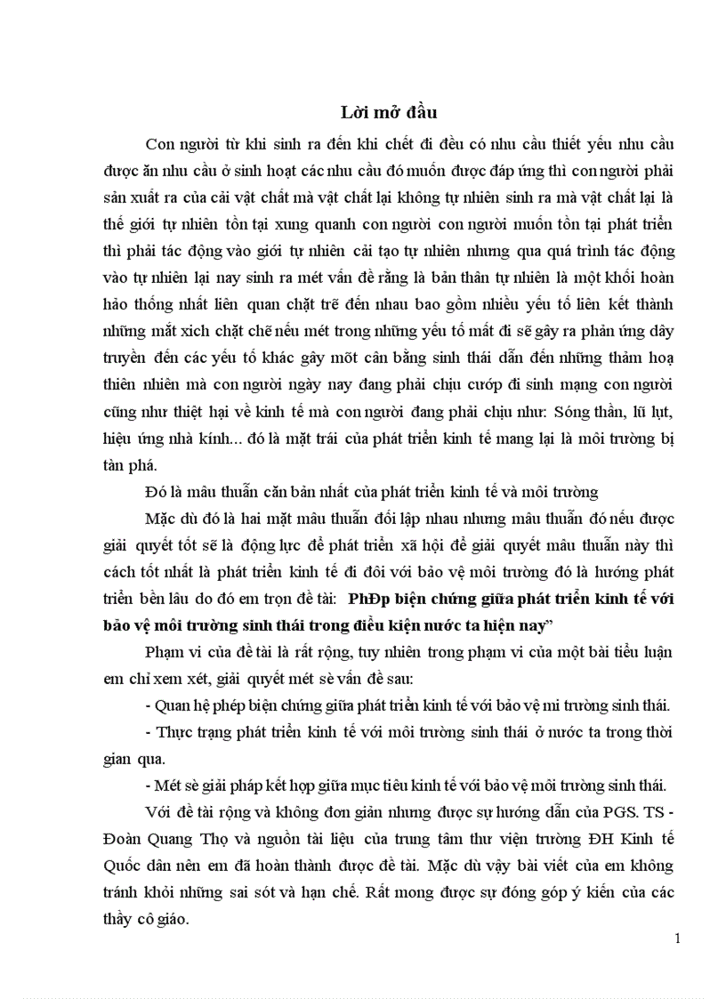 image for page Phép biện chứng giữa phát triển kinh tế với bảo vệ môi trường sinh thái trong điều kiện nước ta hiện nay