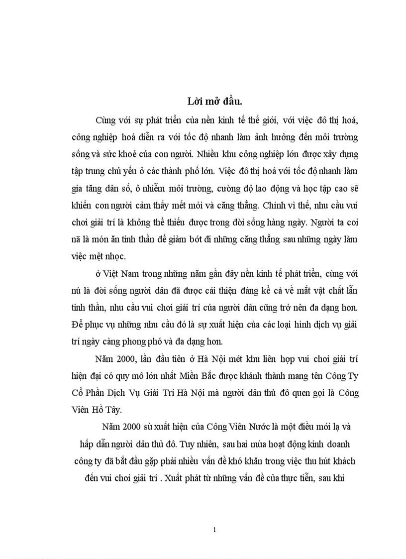 image for page Tăng cường hiệu quả thu hút khách đến vui chơi giải trí tại Công Ty Cổ Phần Dịch Vụ Giải Trí Hà Nội .