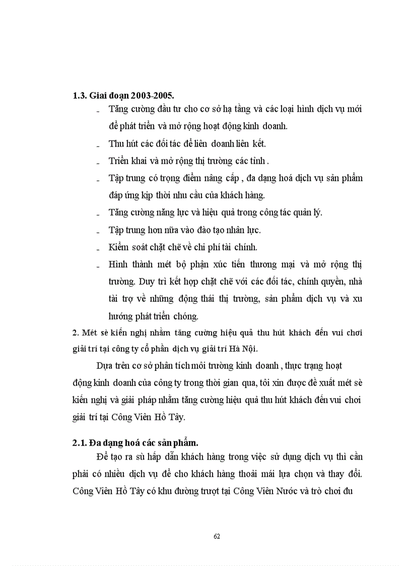 image for page Tăng cường hiệu quả thu hút khách đến vui chơi giải trí tại Công Ty Cổ Phần Dịch Vụ Giải Trí Hà Nội .