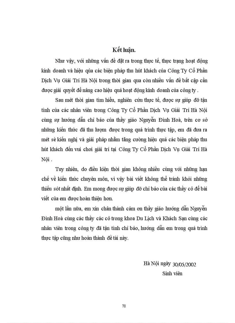 image for page Tăng cường hiệu quả thu hút khách đến vui chơi giải trí tại Công Ty Cổ Phần Dịch Vụ Giải Trí Hà Nội .