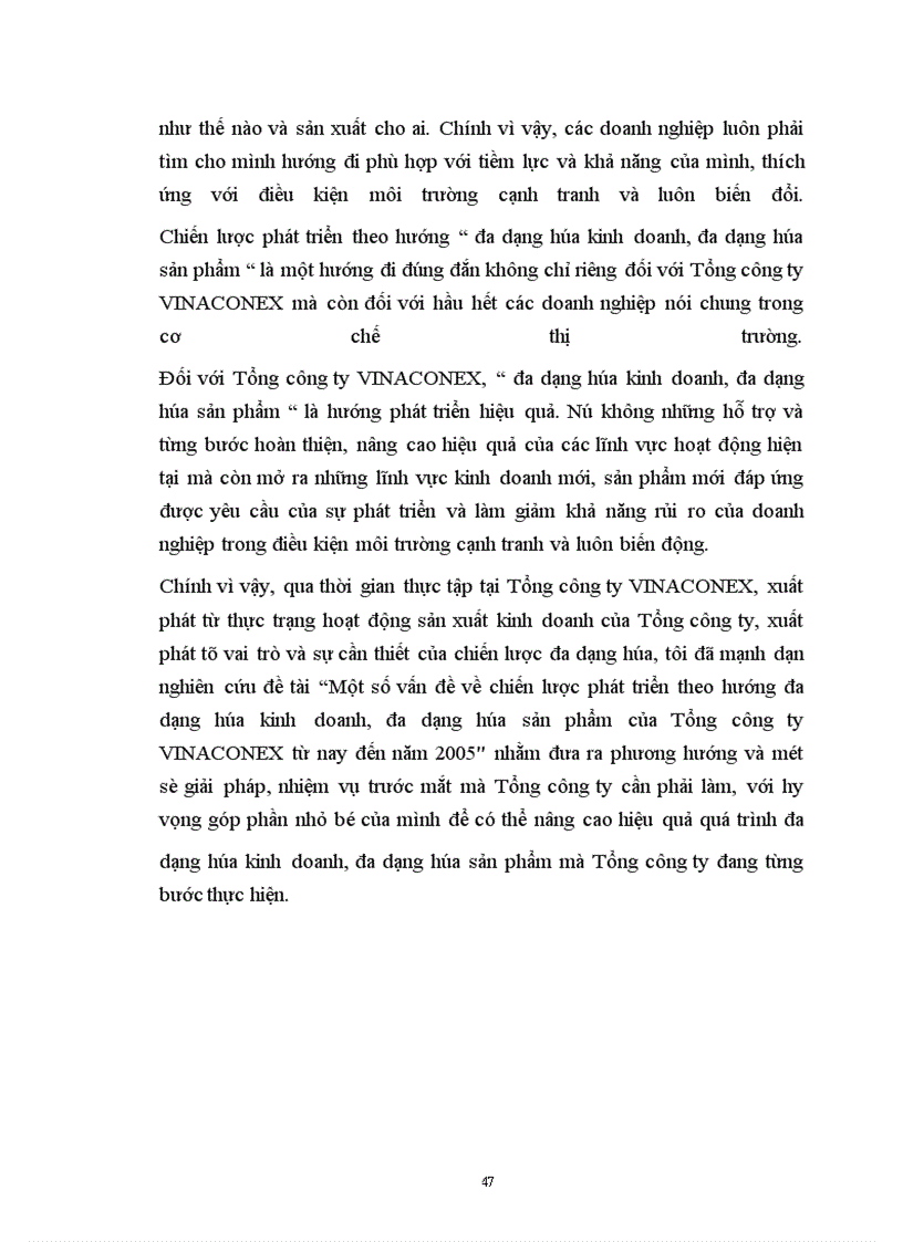 image for page Một số vấn đề về chiến lược phát triển theo hướng đa dạng hóa kinh doanh, đa dạng hóa sản phẩm của Tổng công ty VINACONEX từ nay đến năm 2005
