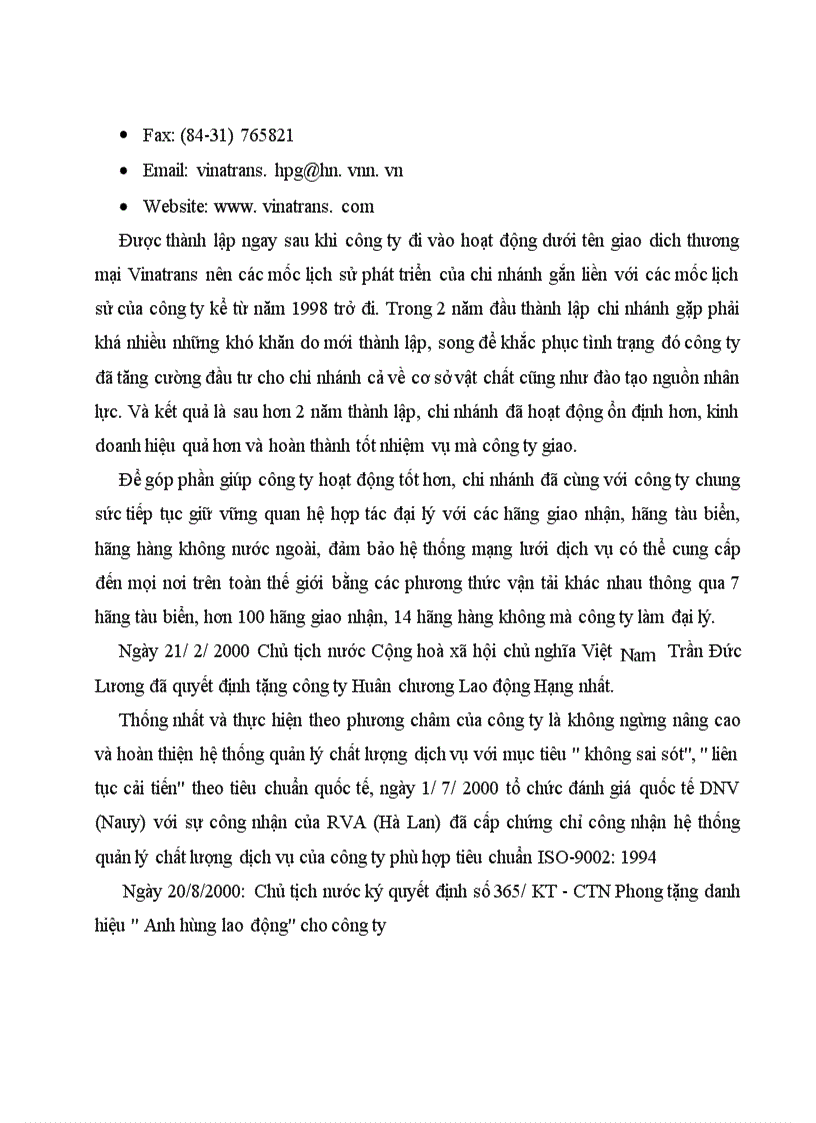 image for page Nghiệp vụ thuê tàu chuyến tại công ty Cổ phần Giao nhận Vận tải Ngoại thương VINATRANS - chi nhánh Hải Phòng
