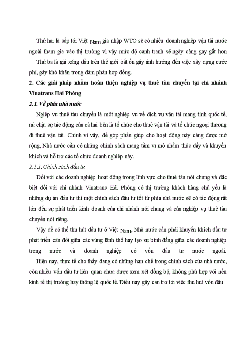 image for page Nghiệp vụ thuê tàu chuyến tại công ty Cổ phần Giao nhận Vận tải Ngoại thương VINATRANS - chi nhánh Hải Phòng