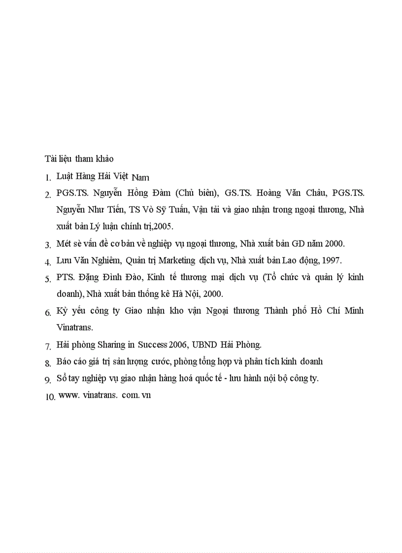 image for page Nghiệp vụ thuê tàu chuyến tại công ty Cổ phần Giao nhận Vận tải Ngoại thương VINATRANS - chi nhánh Hải Phòng