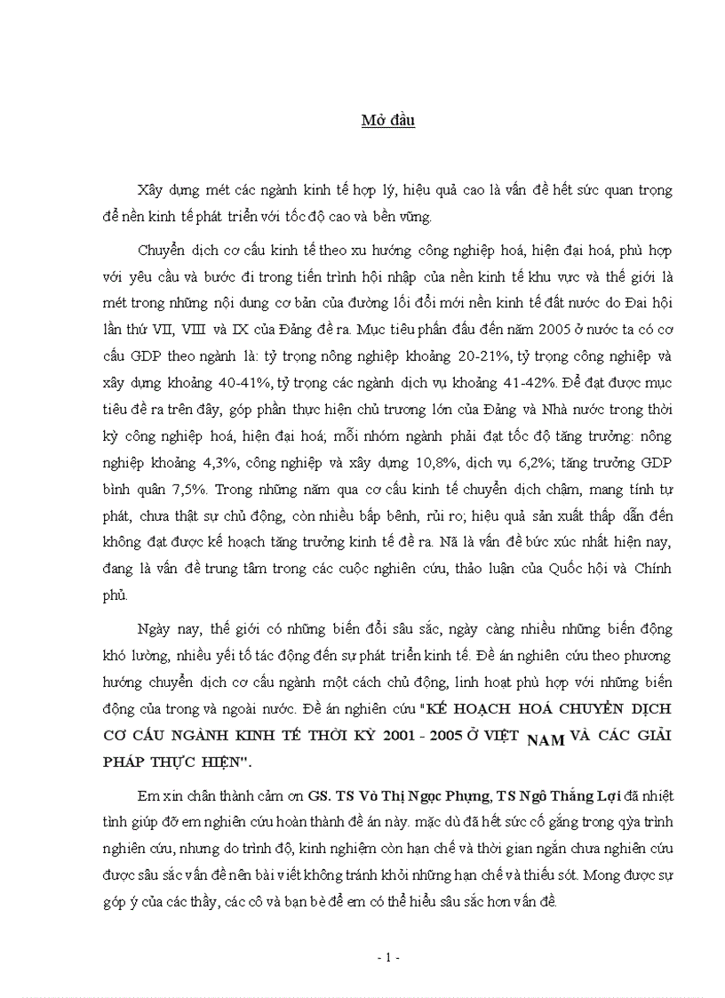 image for page Kế hoạch hoá chuyển dịch cơ cấu ngành kinh tế thời kỳ 2001-2005 ở Việt Nam và các giải pháp thực hiện