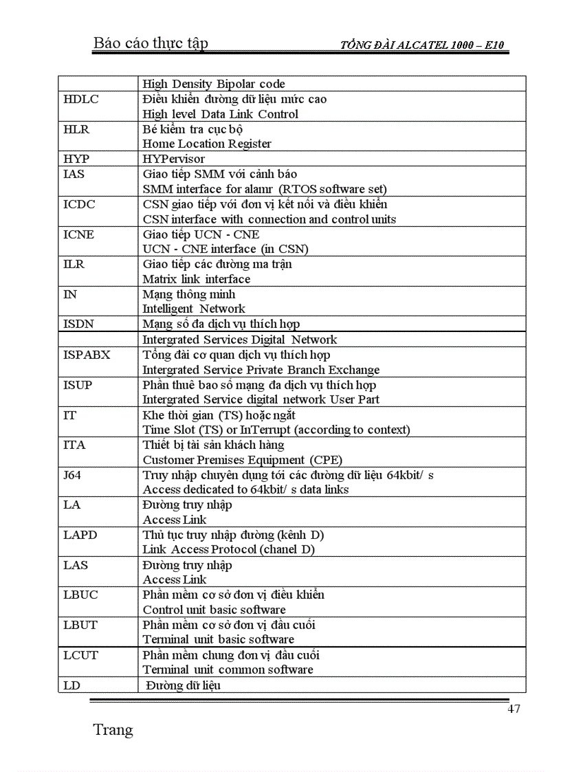 image for page Thực tập Tổng đài ALCATEL 1000 – E10