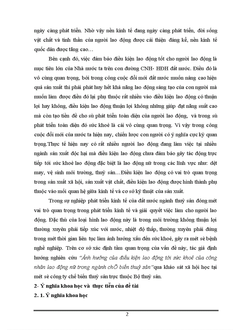 image for page Ảnh hưởng của điều kiện lao động tới sức khoẻ của công nhân lao động nữ trong ngành chế biến thuỷ sản