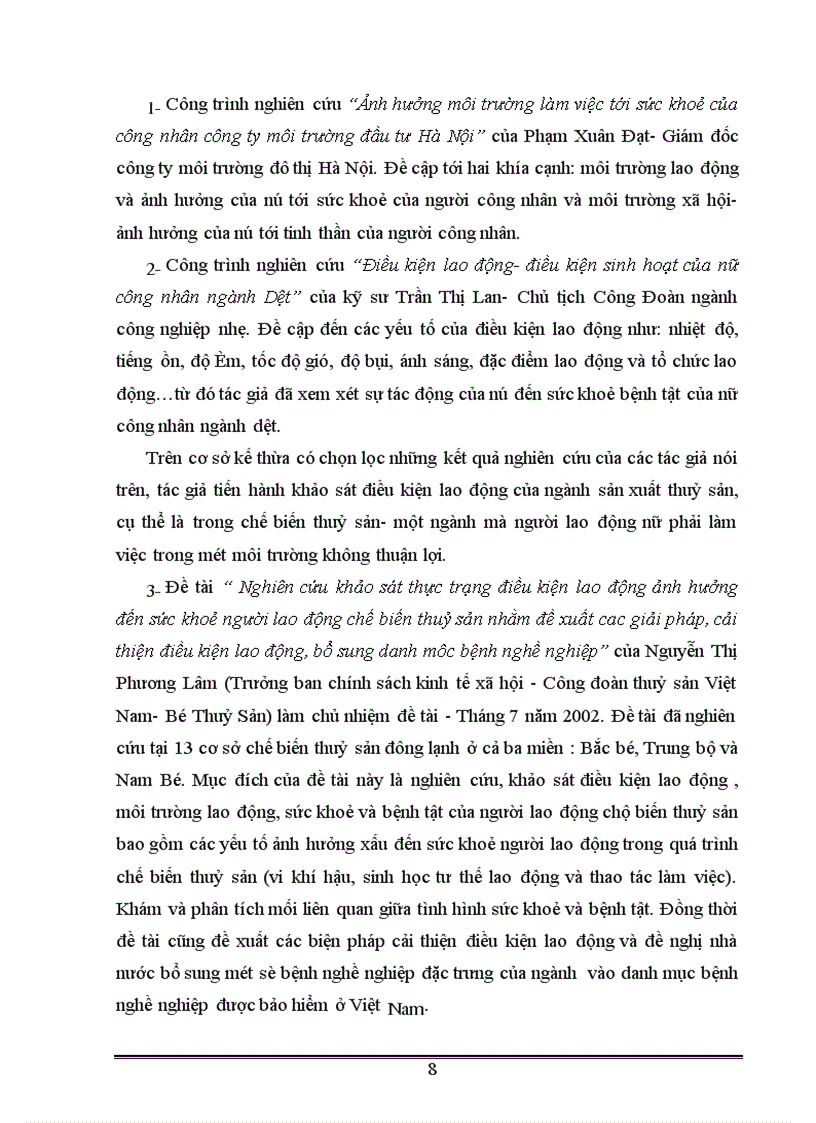 image for page Ảnh hưởng của điều kiện lao động tới sức khoẻ của công nhân lao động nữ trong ngành chế biến thuỷ sản