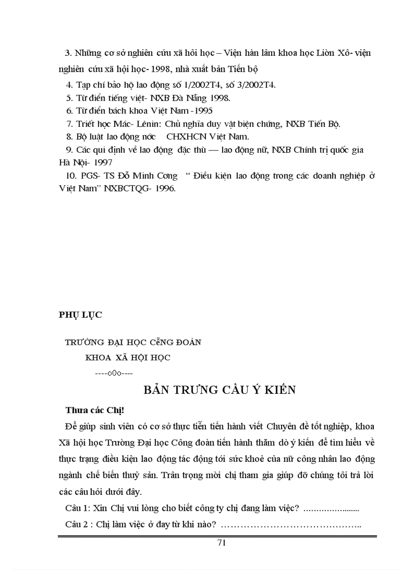 image for page Ảnh hưởng của điều kiện lao động tới sức khoẻ của công nhân lao động nữ trong ngành chế biến thuỷ sản