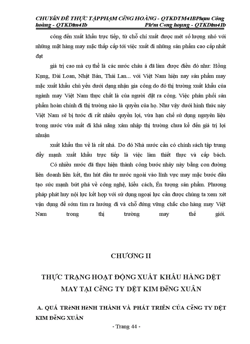 image for page Một số biện pháp đẩy mạnh xuất khẩu hàng dệt may tại công ty Dệt Kim Đông Xuân