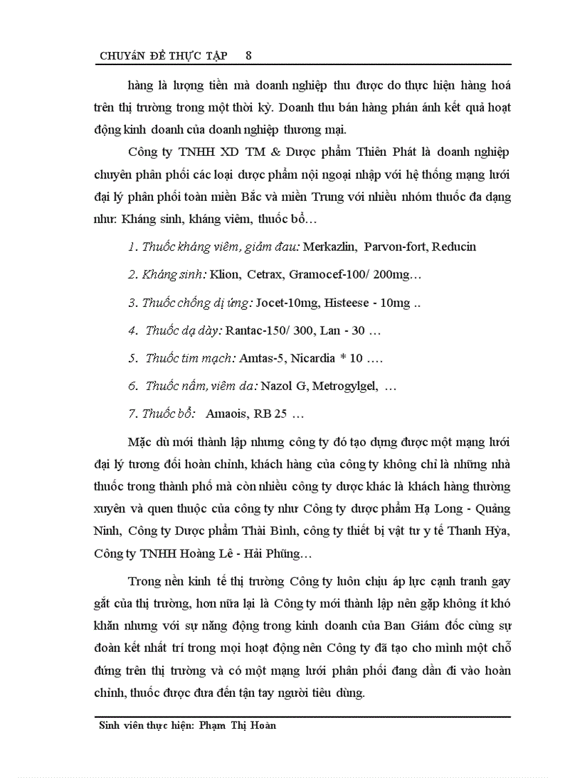 image for page Kế toán tiêu thụ và xác định kết quả tiêu thụ ở Công ty TNHH xây dựng, thương mại & dược phẩm Thiên Phát