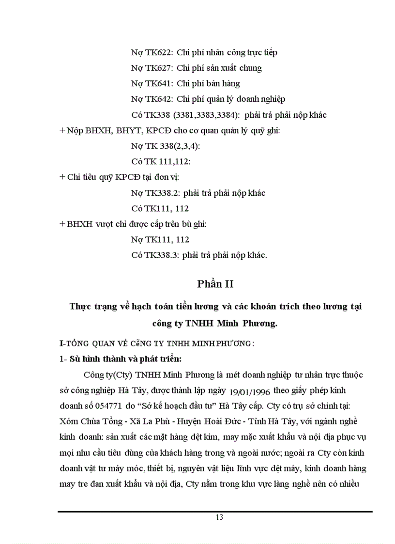 image for page Hạch toán tiền lương và các khoản trích theo lương của bộ phận công nhân trực tiếp sản xuất tại Công ty TNHH Minh Phương