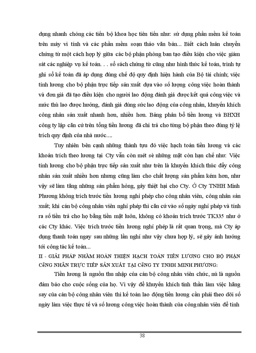 image for page Hạch toán tiền lương và các khoản trích theo lương của bộ phận công nhân trực tiếp sản xuất tại Công ty TNHH Minh Phương