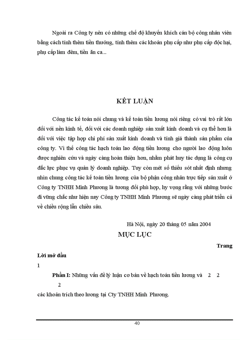 image for page Hạch toán tiền lương và các khoản trích theo lương của bộ phận công nhân trực tiếp sản xuất tại Công ty TNHH Minh Phương