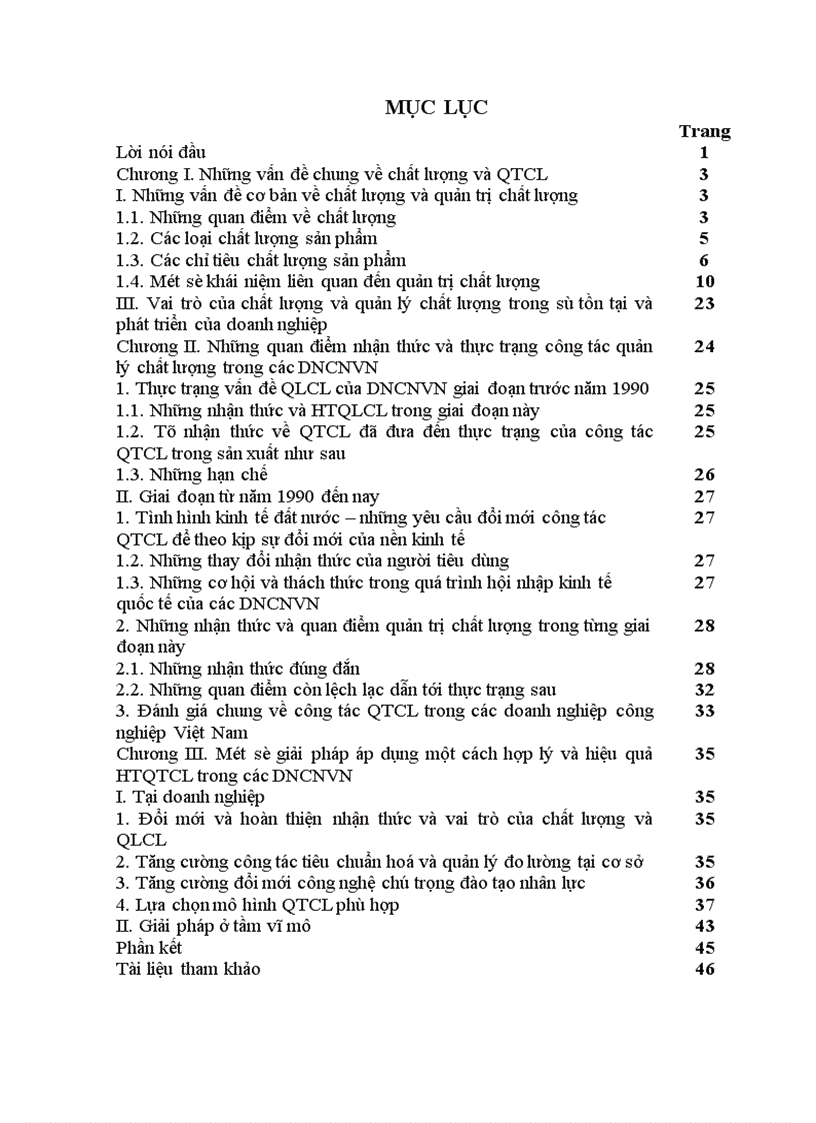 image for page Quản lý chất lượng - thực trạng và một số giải pháp nhằm áp dụng một cách hợp lý và hiệu quả hệ thống quản trị chất lượng trong các DNCN Việt Nam