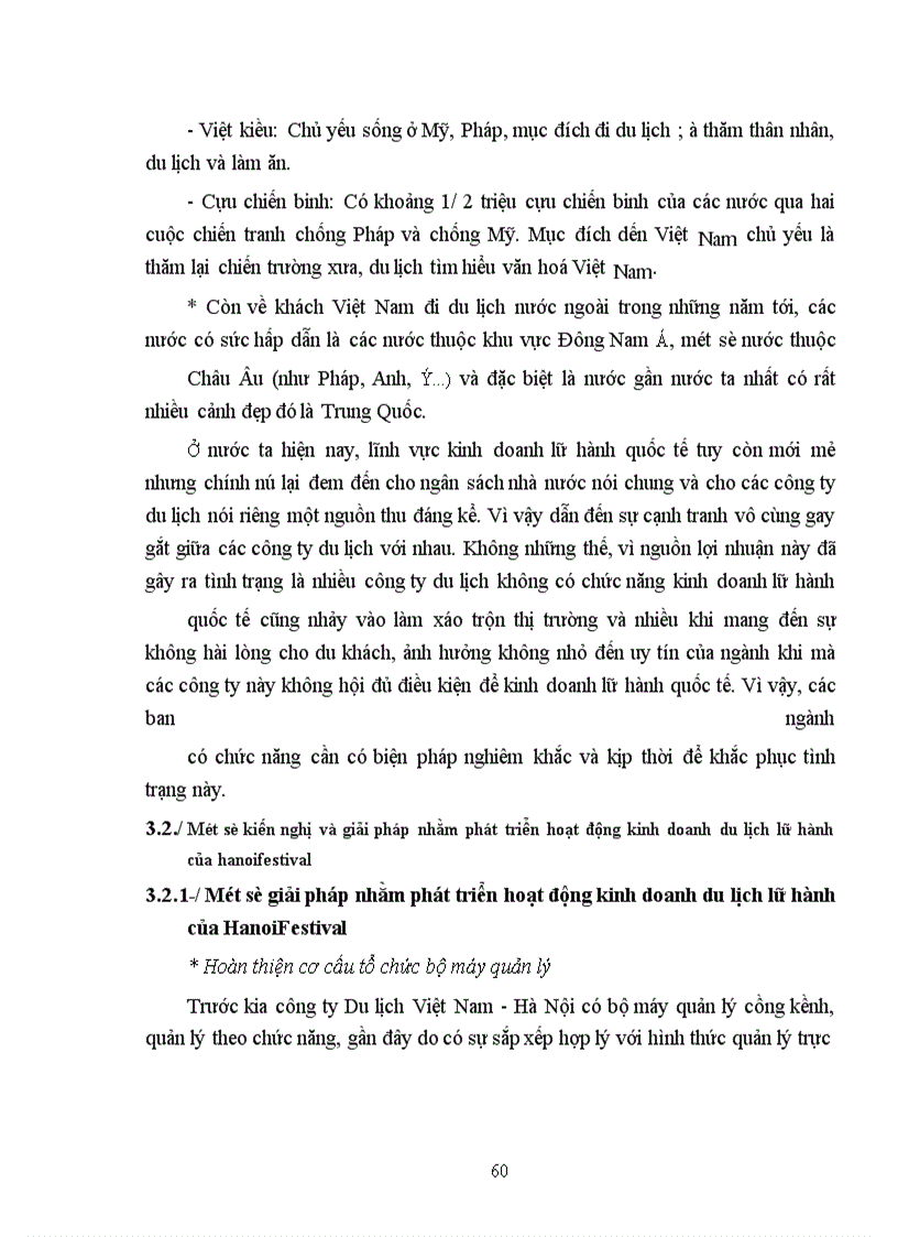 image for page Một số giải pháp và khuyến nghị nhằm phát triển hoạt động kinh doanh du lịch lữ hành của Trung tâm lữ hành và hợp tác quốc tế HanoiFestival