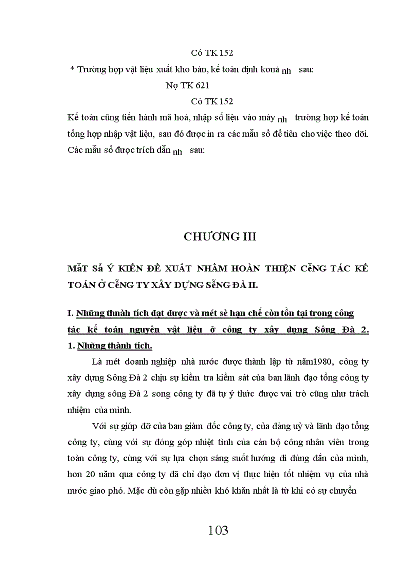 image for page Tổ chức công tác kế toán nguyên vật liệu và tình hình quản lý sử dụng nguyên vật liệu tại công ty xây dựng Sông Đà số 2