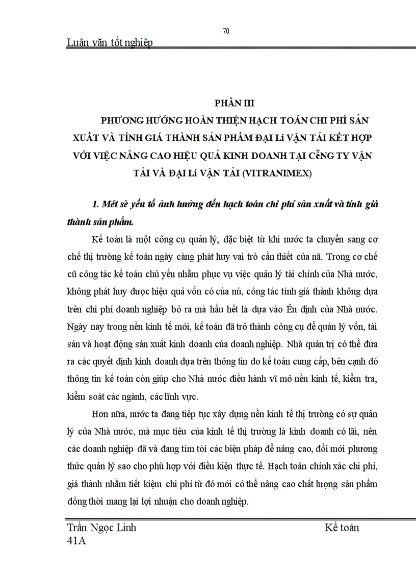 image for page Phương hướng hoàn thiện hạch toán chi phí sản xuất và tính giá thành sản phẩm đại lý vận tải kết hợp với việc nâng cao hiệu quả kinh doanh tại công ty vận tải và đại lý vận tải (vitranimex)