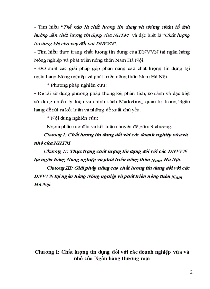 image for page Nâng cao chất lượng tín dụng đối với các DNVVN tại chi nhánh ngân hàng Nông nghiệp và phát triển nông thôn Nam Hà Nội