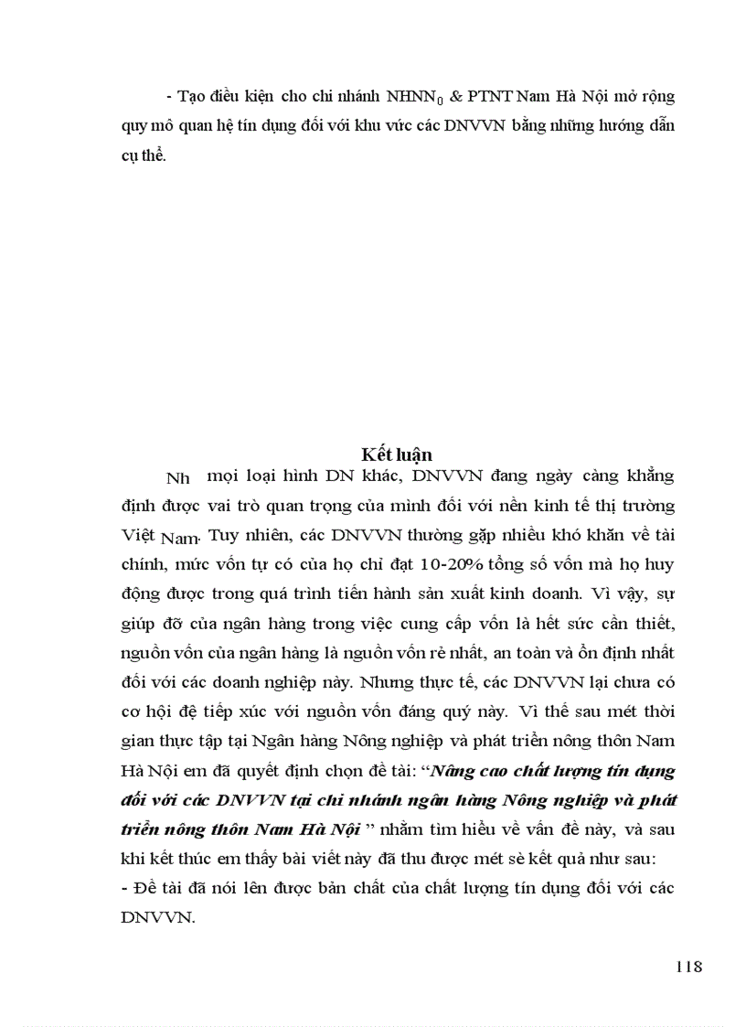 image for page Nâng cao chất lượng tín dụng đối với các DNVVN tại chi nhánh ngân hàng Nông nghiệp và phát triển nông thôn Nam Hà Nội