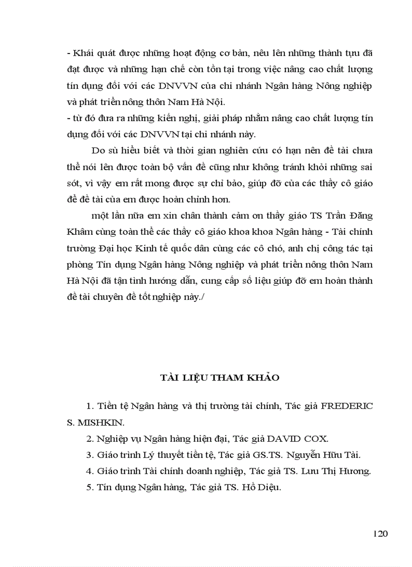 image for page Nâng cao chất lượng tín dụng đối với các DNVVN tại chi nhánh ngân hàng Nông nghiệp và phát triển nông thôn Nam Hà Nội